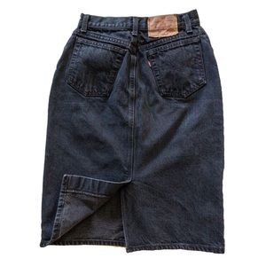 Vintage Levis made in USA washed black 100% cotton high rise denim skirt
